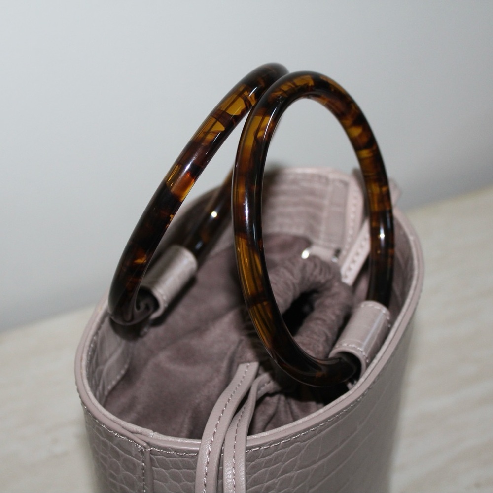 Elizabeth and James Taupe Ring Handle Croco Crossbody Bag - Picture 4 of 14